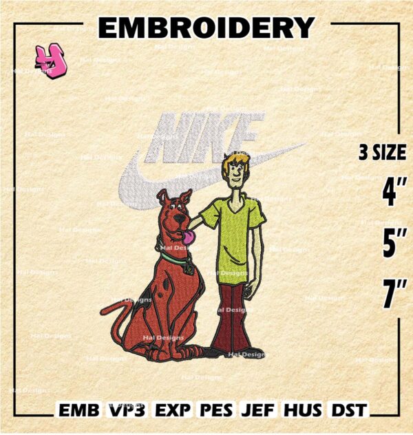 Scooby Doo Swoosh Nike Embroidery Design files, Scooby Doo Machine Embroidery Designs, Digital Download Embroidery