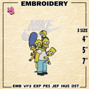 Simpsons Swoosh Nike Embroidery Design files, The Simpsons Machine Embroidery Designs, Digital Download Embroidery