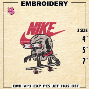 Skull Swoosh Nike Embroidery Design files, Fashion Bands Machine Embroidery Designs, Digital Download Embroidery