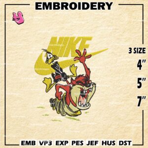 Taz Nike Embroidery Design files, Fashion Bands Machine Embroidery Designs, Taz Swoosh Digital Download Embroidery