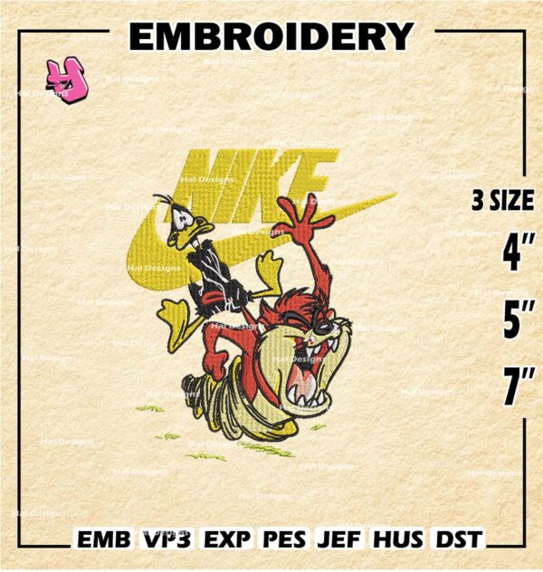 Taz Nike Embroidery Design files, Fashion Bands Machine Embroidery Designs, Taz Swoosh Digital Download Embroidery