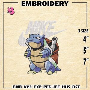 Blastoise Nike Embroidery Design files, Pokemon Machine Embroidery Designs, Digital Download Embroidery