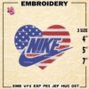 4th Of July Hear Nike Embroidery Design files, 4th Of July Machine Embroidery Designs, Digital Download Embroidery