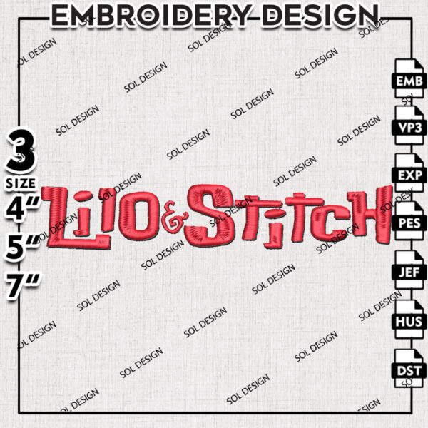Lilo & Stitch Wordmark Logo Embroidery Designs, Lilo & Stitch Embroidery, Disney Embroidery Files, Machine embroidery Files, Digital Download