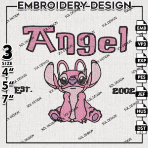 Disney Angel Est 2002 Embroidery Designs, Lilo & Stitch Embroidery, Disney Embroidery Files, Machine embroidery Files, Digital Download