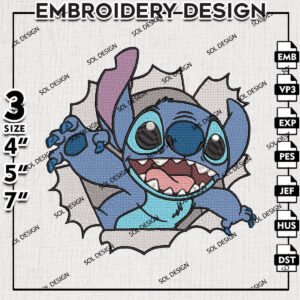 Stitch Rasgado Embroidery Designs, Lilo & Stitch Embroidery, Disney Embroidery Files, Machine embroidery Files, Digital Download