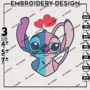 Stitch Angel Embroidery Designs, Lilo & Stitch Embroidery, Disney Embroidery Files, Machine embroidery Files, Digital Download