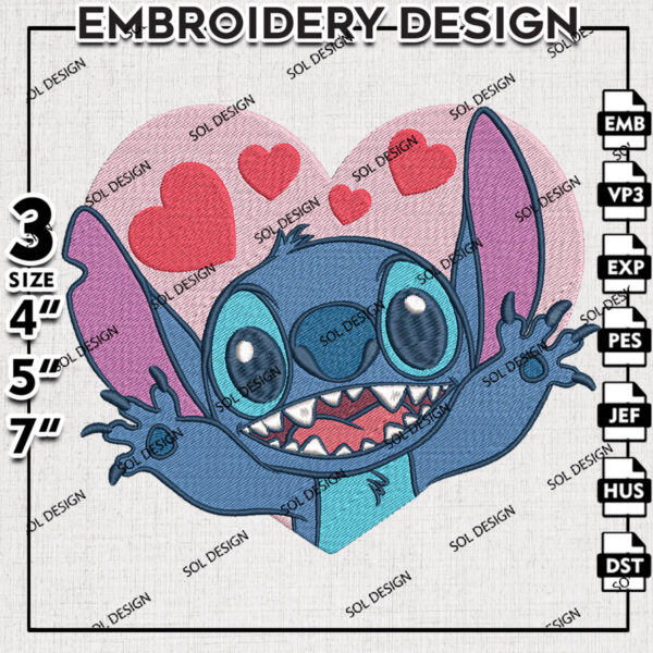 Heart Stitch Embroidery Designs, Lilo & Stitch Embroidery, Disney Embroidery Files, Machine embroidery Files, Digital Download