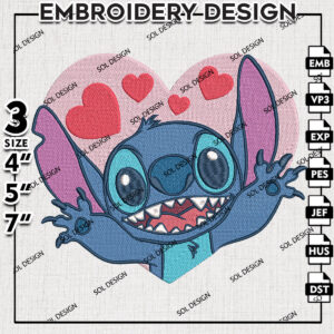 Heart Stitch Embroidery Designs, Lilo & Stitch Embroidery, Disney Embroidery Files, Machine embroidery Files, Digital Download