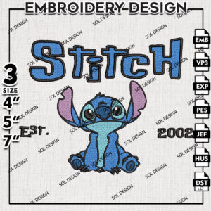 Stitch Est 2002 Embroidery Designs, Lilo & Stitch Embroidery, Disney Embroidery Files, Machine embroidery Files, Digital Download