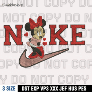 Nike Minnie Mouse Love Embroidery Design,Mickey Embroidery Design ,Machine Embroidery Design File