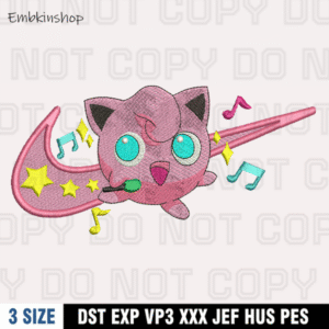 Nike x Jiggly Puff Logo Embroidery Design , Pokemon Embroidery Design ,Machine Embroidery Design File