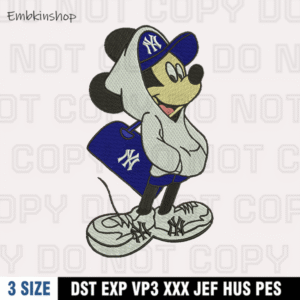 Mickey Mouse Embroidery Design,New York Yankees Embroidery Design ,Machine Embroidery Design File