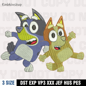 Bluey and Bingo Embroidery Design,Bluey Embroidery Design ,Machine Embroidery Design File