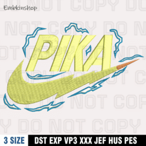 Nike x Pika Logo Embroidery Design , Pokemon Embroidery Design ,Machine Embroidery Design File