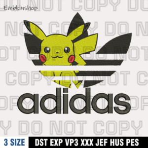 Adidas Pikachu Embroidery Design , Pokemon Embroidery Design,Machine Embroidery Design File