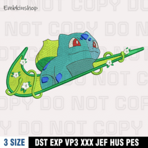 Nike x Bulbasaur Logo Embroidery , Pokemon Embroidery Design