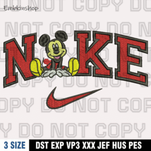 Nike Mickey Mouse Embroidery Design, Mickey Embroidery Design ,Machine Embroidery Design File