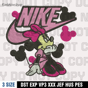 Nike Minnie Mouse Embroidery Design,Mickey Embroidery Design ,Machine Embroidery Design File