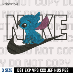 Nike Stitch Embroidery Design, Swoosh Logo Cartoon Lilo & Stitch Embroidery Designs