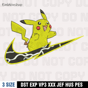 Nike x Pikachu Embroidery Design,Pokemon Embroidery Design ,Machine Embroidery Design File