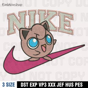 Nike Jigglypuff Embroidery Design, Pokemon Embroidery Design ,Machine Embroidery Design File