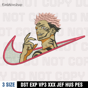 Nike Sukuna Embroidery Design, Jujutsu Kaisen Embroidery Design