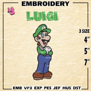 Luigi Embroidery Design files, Super Mario Machine Embroidery Designs, Mario Kart Digital Download Embroidery