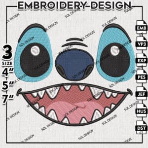 Funny Stitch Face Embroidery Designs, Lilo & Stitch Embroidery, Disney Embroidery Files, Machine embroidery Files, Digital Download