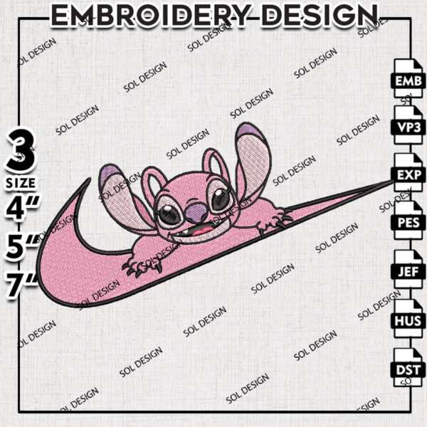 Swoosh Nikee Angel Stitch Girlfriend Embroidery Designs, Lilo & Stitch Embroidery, Disney Embroidery Files, Machine embroidery Files, Digital Download