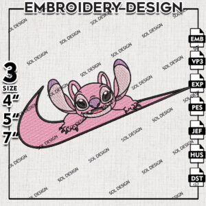 Swoosh Nikee Angel Stitch Girlfriend Embroidery Designs, Lilo & Stitch Embroidery, Disney Embroidery Files, Machine embroidery Files, Digital Download