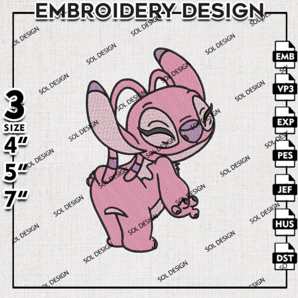 Kawaii Cute Stitch Angel Embroidery Designs, Lilo & Stitch Embroidery, Disney Embroidery Files, Machine embroidery Files, Digital Download