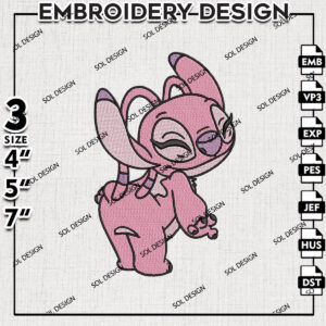Kawaii Cute Stitch Angel Embroidery Designs, Lilo & Stitch Embroidery, Disney Embroidery Files, Machine embroidery Files, Digital Download