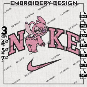 Nikee Angel Stitch Embroidery Designs, Lilo & Stitch Embroidery, Disney Stitch Character Embroidery Files, Machine embroidery Files, Digital Download