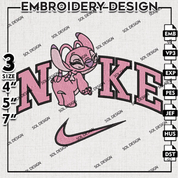 Nikee Angel Stitch Embroidery Designs, Lilo & Stitch Embroidery, Disney Stitch Character Embroidery Files, Machine embroidery Files, Digital Download