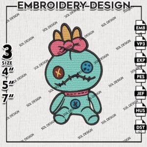 Scrump Doll Lilo Embroidery Designs, Lilo & Stitch Embroidery, Disney Embroidery Files, Machine embroidery Files, Digital Download