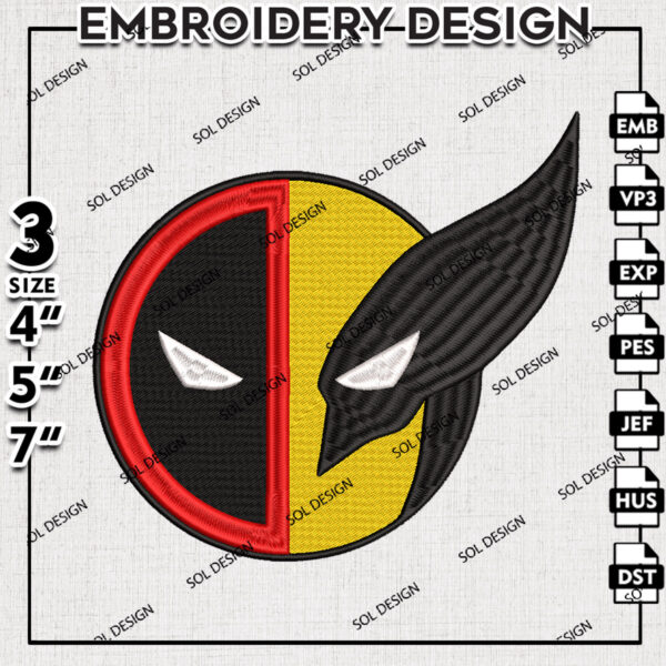 Deadpool and Wolverine Machine Embroidery Designs, Marvel Comic Character Embroidery files, Deadpool Embroidery Design, Wolverine Embroidery Design, Digital Download