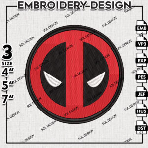 Deadpool Mask Round Logo Machine Embroidery Designs, Marvel Comic Embroidery files, Deadpool Embroidery Design, Digital Download