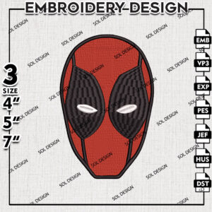 Deadpool Head Mask Machine Embroidery Designs, Marvel Comic Embroidery files, Deadpool Embroidery Design, Digital Download