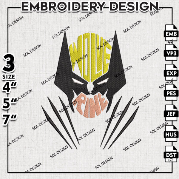 Wolverine Mask Embroidery Design Files, Marvel Comic Character Embroidery files, Wolverine Embroidery Design, Digital Download