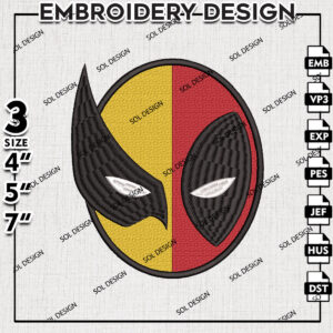 Deadpool and Wolverine Mask Embroidery Design Files, Marvel Comic Character Embroidery files, Deadpool Embroidery Design, Wolverine Embroidery Design, Digital Download