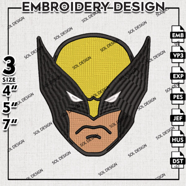 Wolverine Head Embroidery Design Files, Marvel Comic Character Embroidery files, Wolverine Embroidery Design, Digital Download