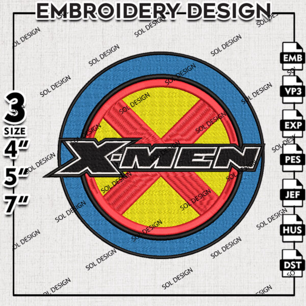 X Men Logo Embroidery Design Files, Marvel Comic CharacterEmbroidery files, X Men Embroidery Design, Digital Download