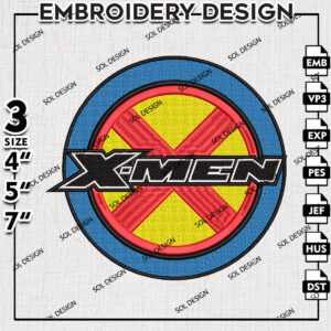 X Men Logo Embroidery Design Files, Marvel Comic CharacterEmbroidery files, X Men Embroidery Design, Digital Download