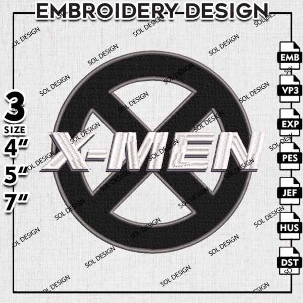 Black X Men Logo Machine Embroidery Design Files, Marvel Comic Embroidery files, X Men Embroidery Design, Digital Download