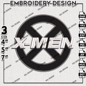 Black X Men Logo Machine Embroidery Design Files, Marvel Comic Embroidery files, X Men Embroidery Design, Digital Download