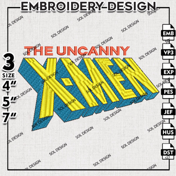 X-Men Wordmark Logo Machine Embroidery Design Files, Marvel Comic Character Embroidery files, X Men Embroidery Design, Digital Download