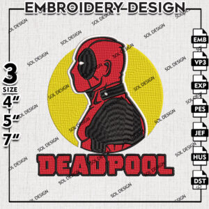Deadpool Potrait Logo Machine Embroidery Designs, Marvel Comic Character Embroidery files, Deadpool Embroidery Design, Wolverine Embroidery Design, Digital Download