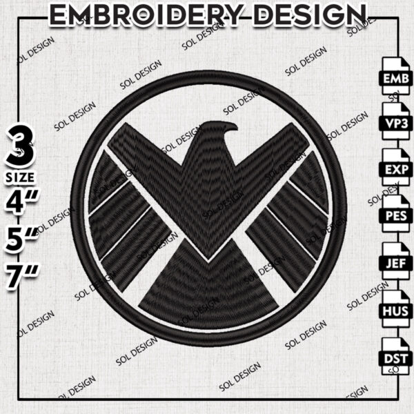 SHIELD Logo Machine Embroidery Designs, Marvel Comic Character Embroidery files, Embroidery Design, Wolverine Embroidery Design, Digital Download