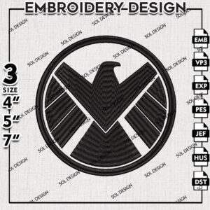 SHIELD Logo Machine Embroidery Designs, Marvel Comic Character Embroidery files, Embroidery Design, Wolverine Embroidery Design, Digital Download